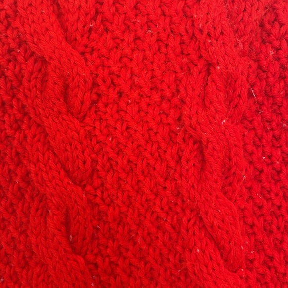 Handmade chunky cable knit red cardigan sweater handcrafted women’s size M men S - Picture 4 of 6